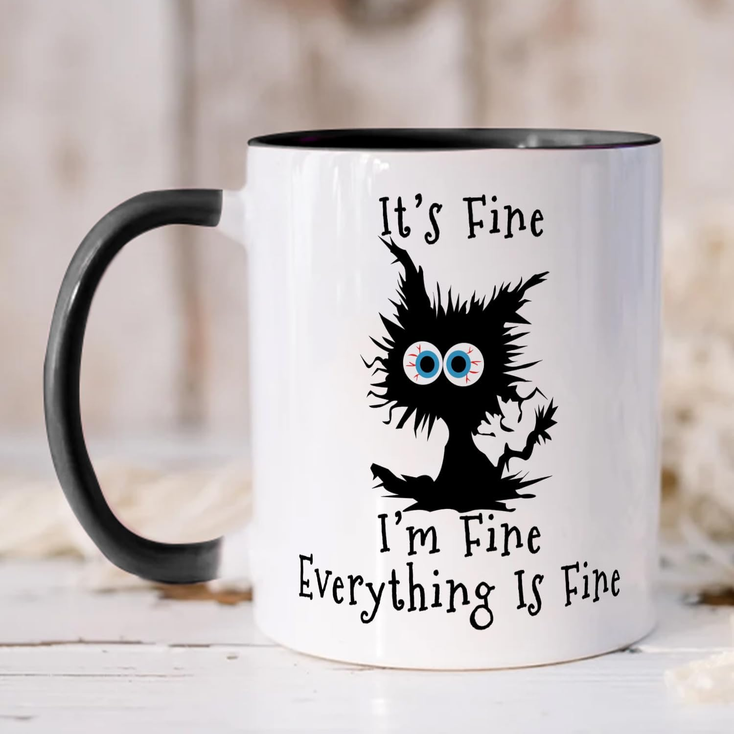 Fatbaby Funny Coffee Mug for Women Men, Humorous Gifts for Coworker Office, It&rsquo;S Fine Tea Cup 11 OZ image number 1