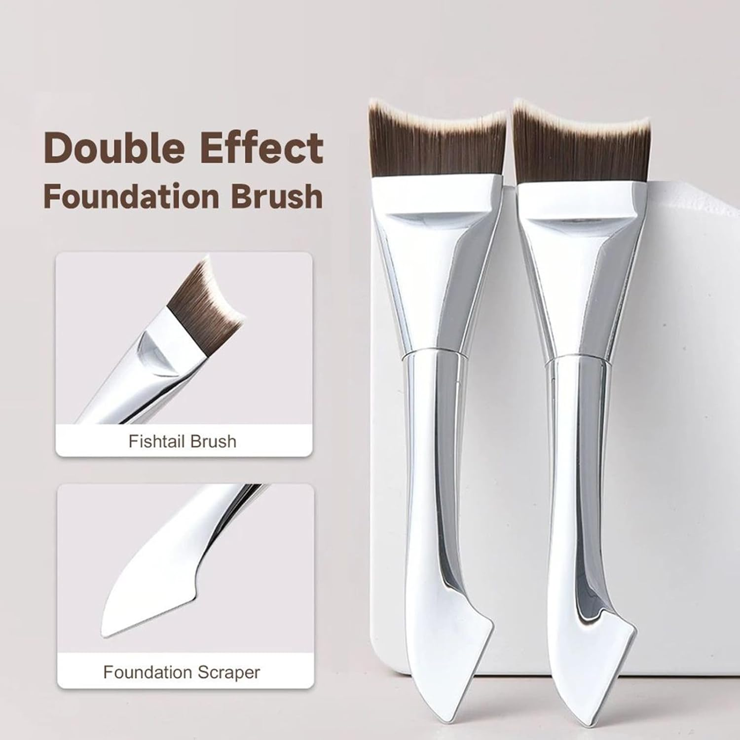 Flat Foundation Brush,Wet Dry Use Concealer Tool - Flat Top Foundation Brush - for Blending Liquid Cream Cheek Nose Face - G1135 Crescent Foundation Brush image number 2