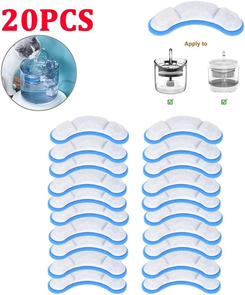 20PCS Pet Water Fountain Replacement Filter for WF050/WF060 Activated Carbon Filter for Pet Auto Drinking Feeder Pet image number 2