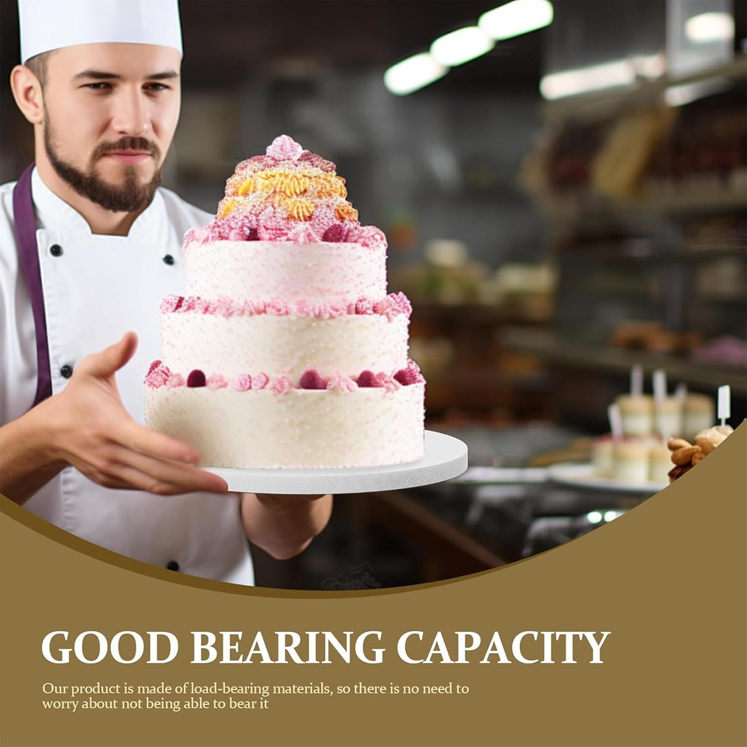 Yeanifeana 3 Pack round Cake Drums - 8/10/12 Inch Greaseproof Cake Boards, Sturdy White Cardboard Base for Tiered & Heavy Cakes image number 4