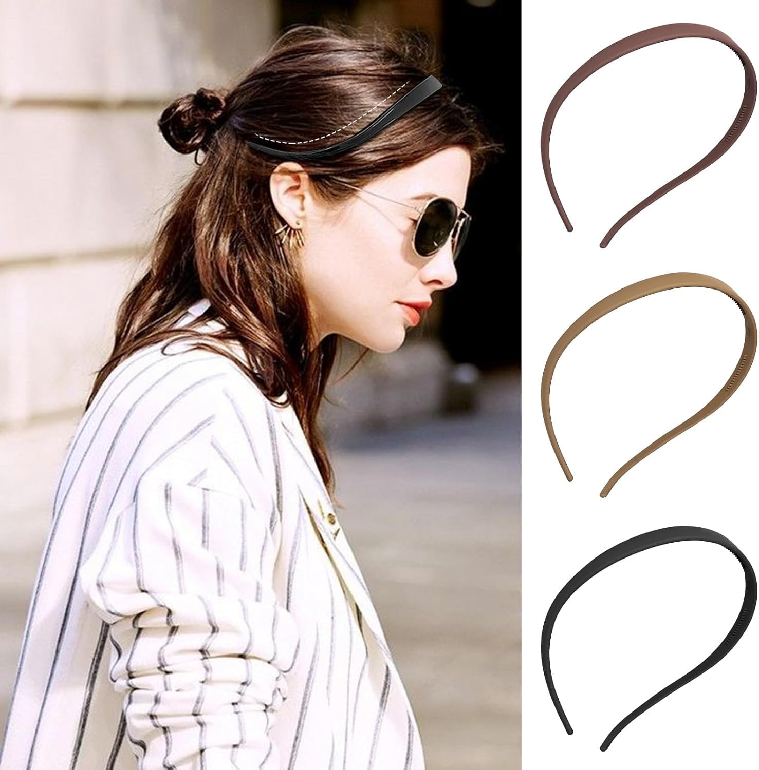 Trendy No Headache Head Bands, 3Pcs No Pressure Sunglass Headbands, Flex No Pressure Headbands for Women with Glasses image number 2