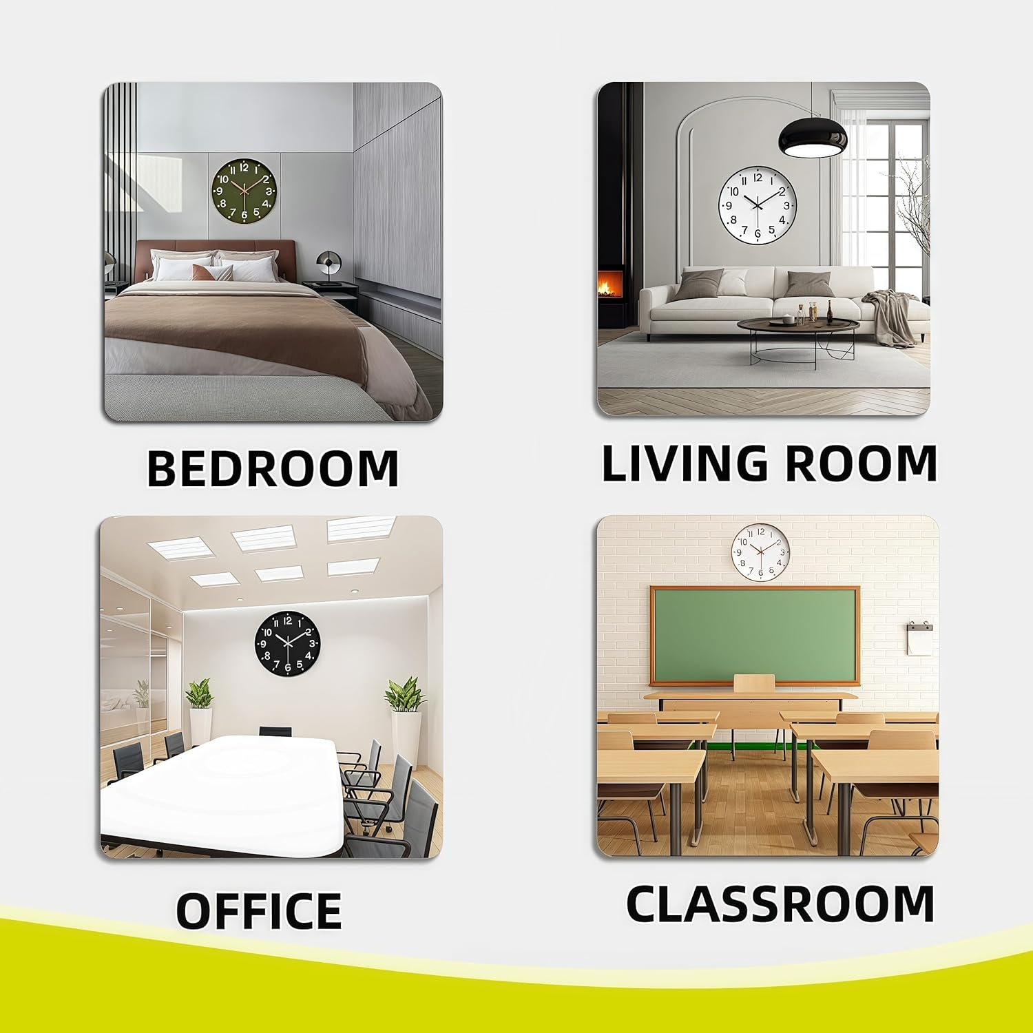 Wall Clocks Battery Operated, 12&rdquo; Large Wall Clock for Living Room Bedroom Classroom Decor, Kitchen Clock, Modern Wall Clock, Non-Ticking Silent Clock (Vintage Green) - Black image number 7