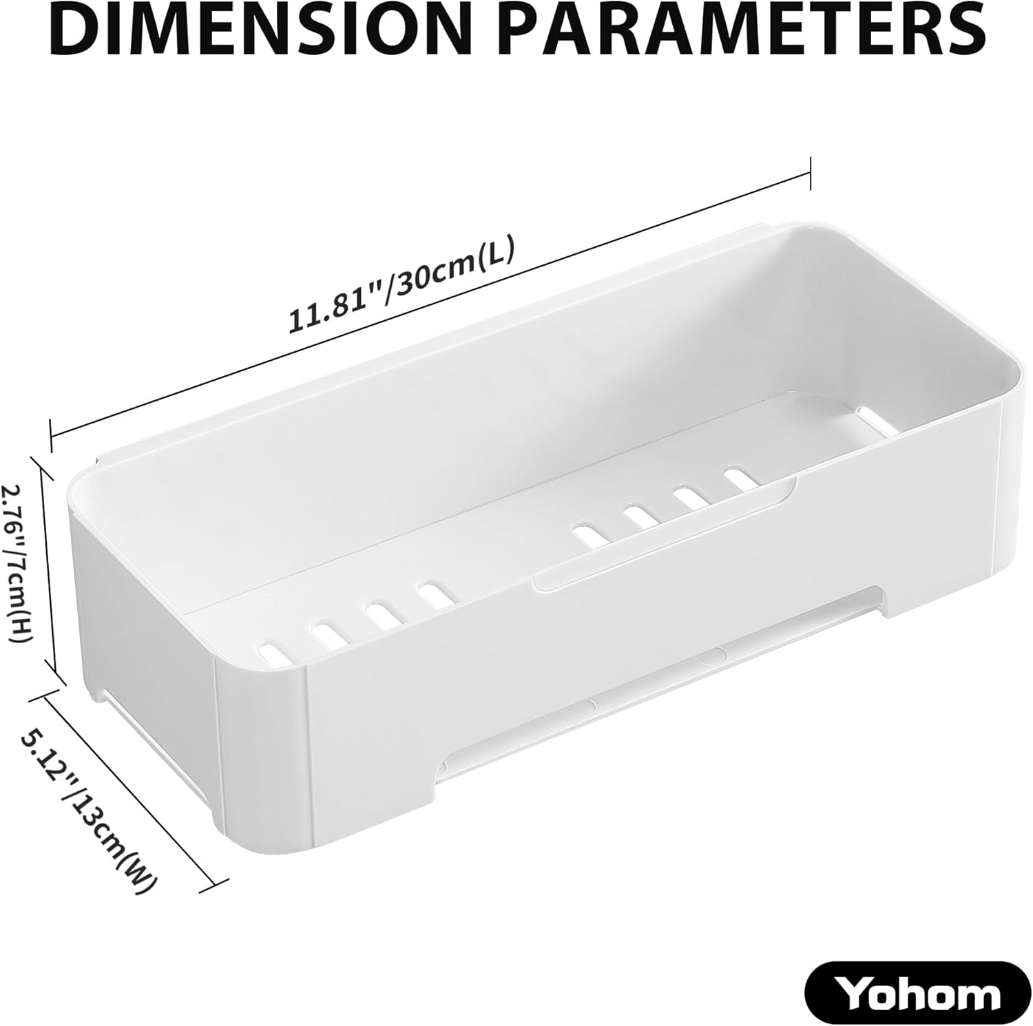 YOHOM Bathroom Shelf Adhesive Shower Caddy for Tile Wall Stick on Shower Shelf No Drilling White Shampoo Holder Organizer Plastic image number 3