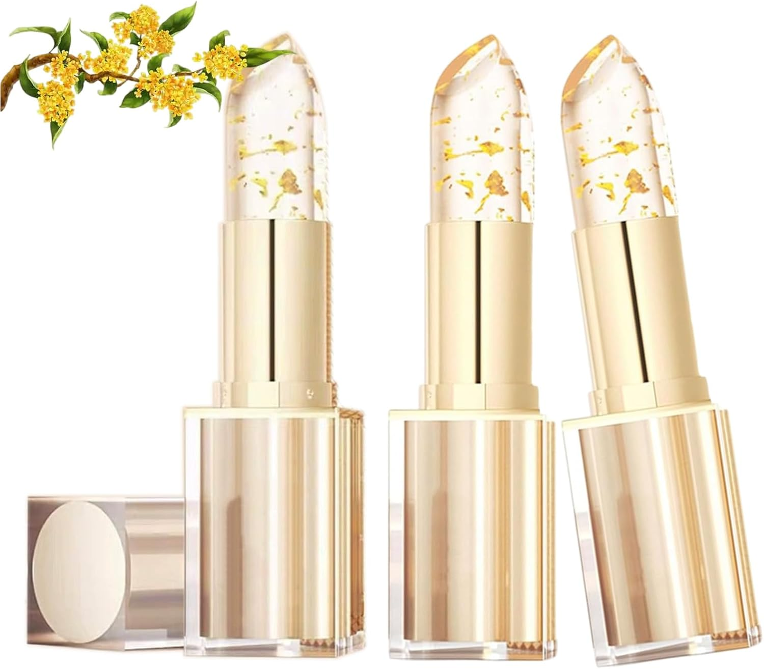 Transferproof Color Changing Lipstick, Deep Nourishing, for Dry Cracked Lips, Hydrating Flower Jelly Lipstick, Long Lasting Moisturizing, PH Reactive Personalized Pink for All Skin Tones (2Pcs)