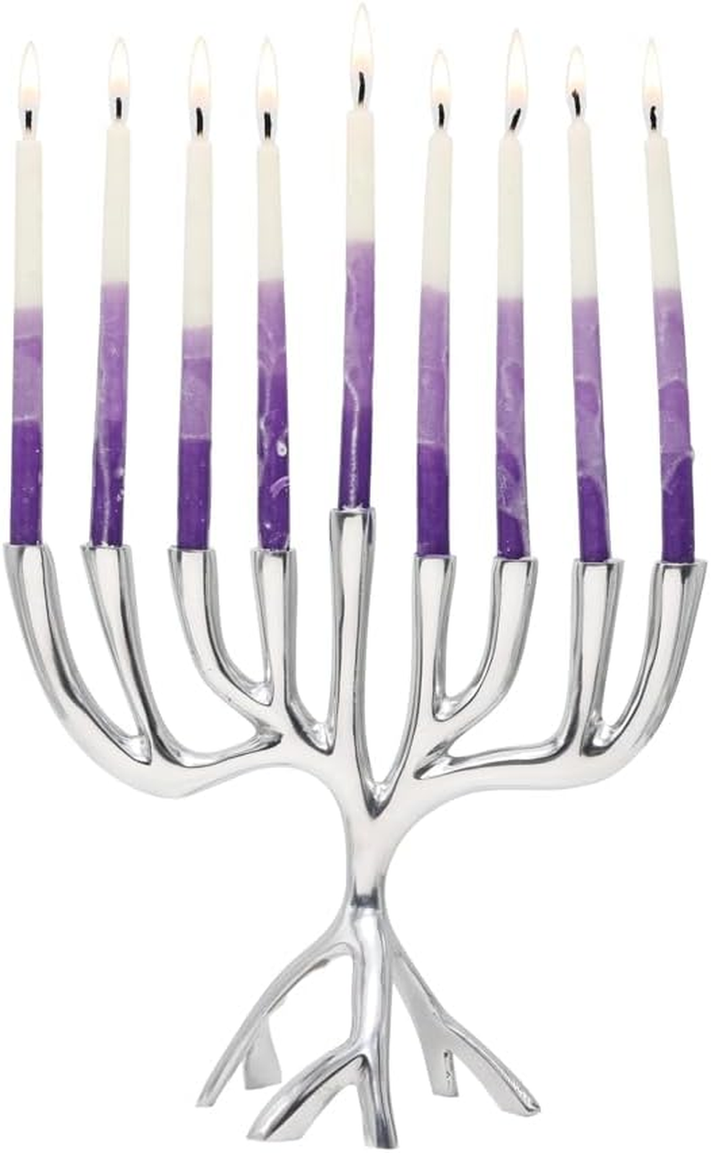 Emanuel Yair Tree of Life Hanukkah Menorah 9 Branch - 7 Inch Chanuka Chanukiah Aluminium - Modern Judaica Decor HHA-1 image number 2