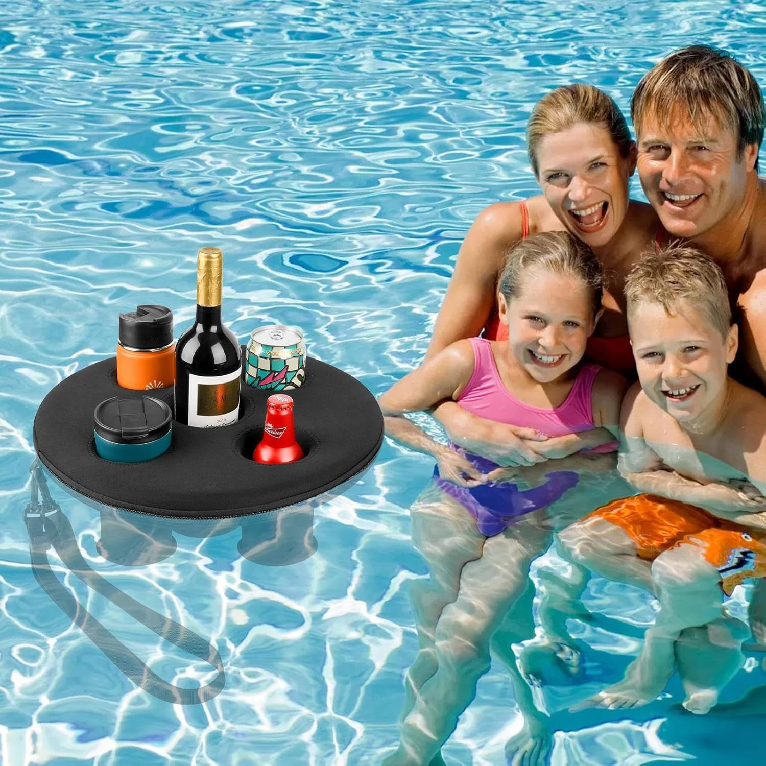 Floating Coasters - Floating Drink Holder, Drink Pool Table Float | Floating Coaster Beverage Swimming Pool Table Float, Large Capacity Drink Float Hot Tub Fun Inflatable Floating Drink Holder For image number 4