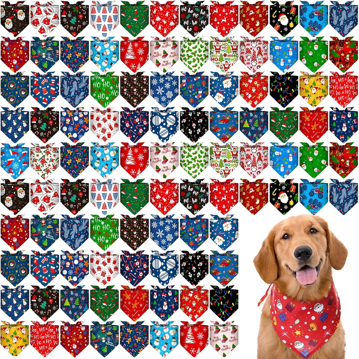 Paterr 100 Pieces Dog Bandanas Bulk Christmas Pet Handkerchief Soft Dog Cute Triangle Bibs Kerchief Adjustable Washable Xmas Pet Scarf Costume Accessory Decoration for Small Medium Dogs Puppy Cats image number 6