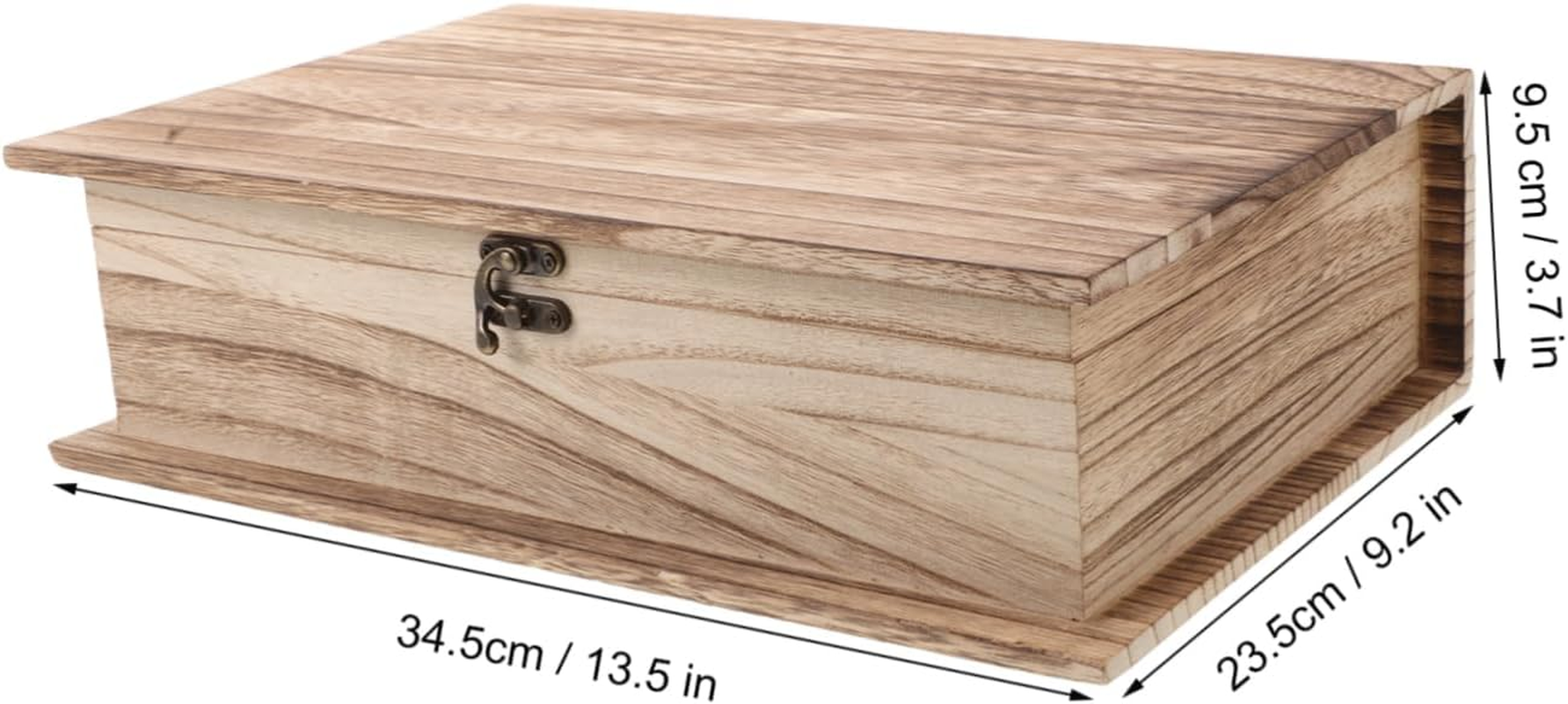 Vintage Wooden Book Storage Box Large Rectangular Hinged Lid Keepsake Case Clasp Lock Rustic Prayer and Jewelry Organizer for Home and Office image number 6