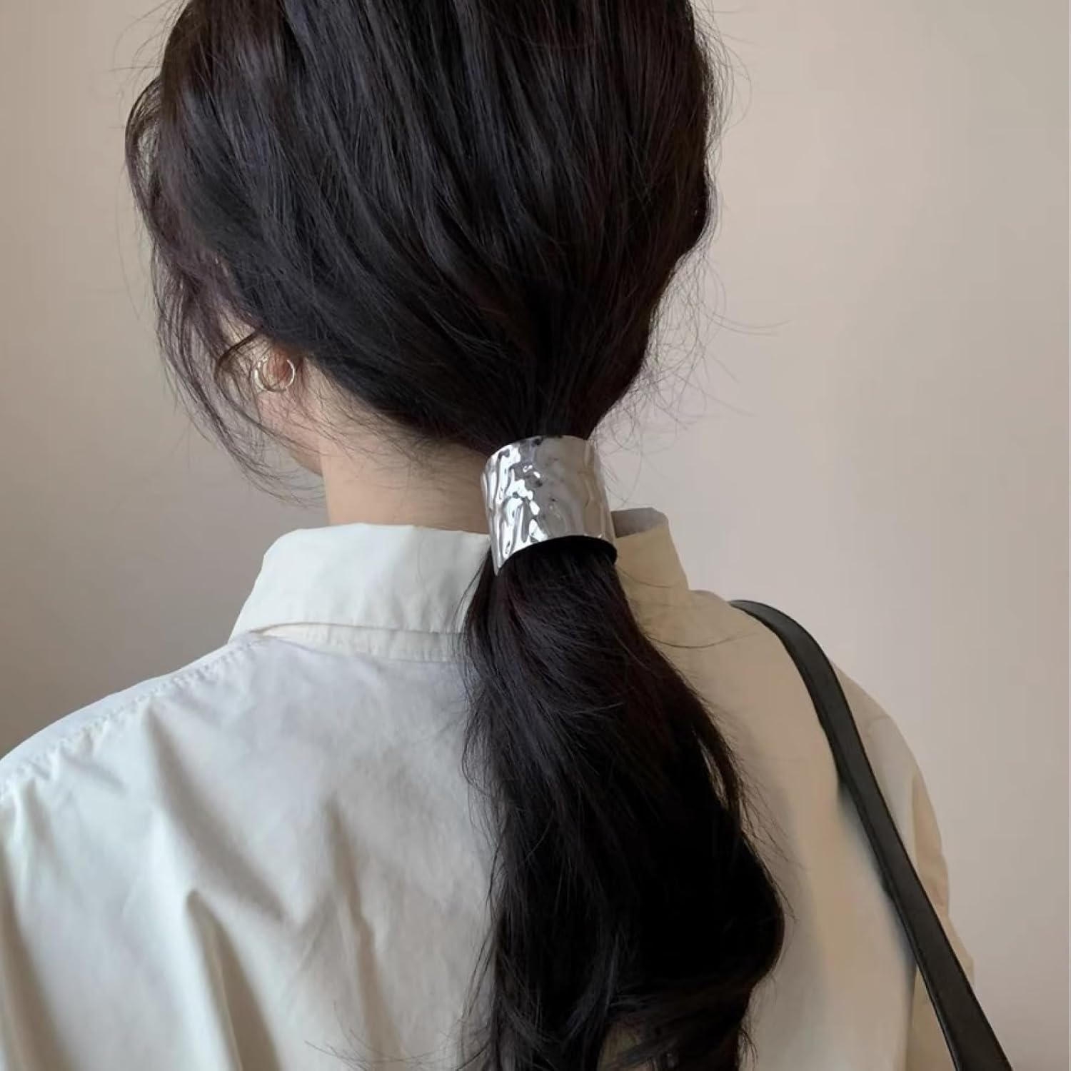 Ypkia Pack of 2 Hair Bands with Metal Buckle Ponytail Holder Cuff Hair Clips Gothic Punk Hair Holder (Gold + Silver)