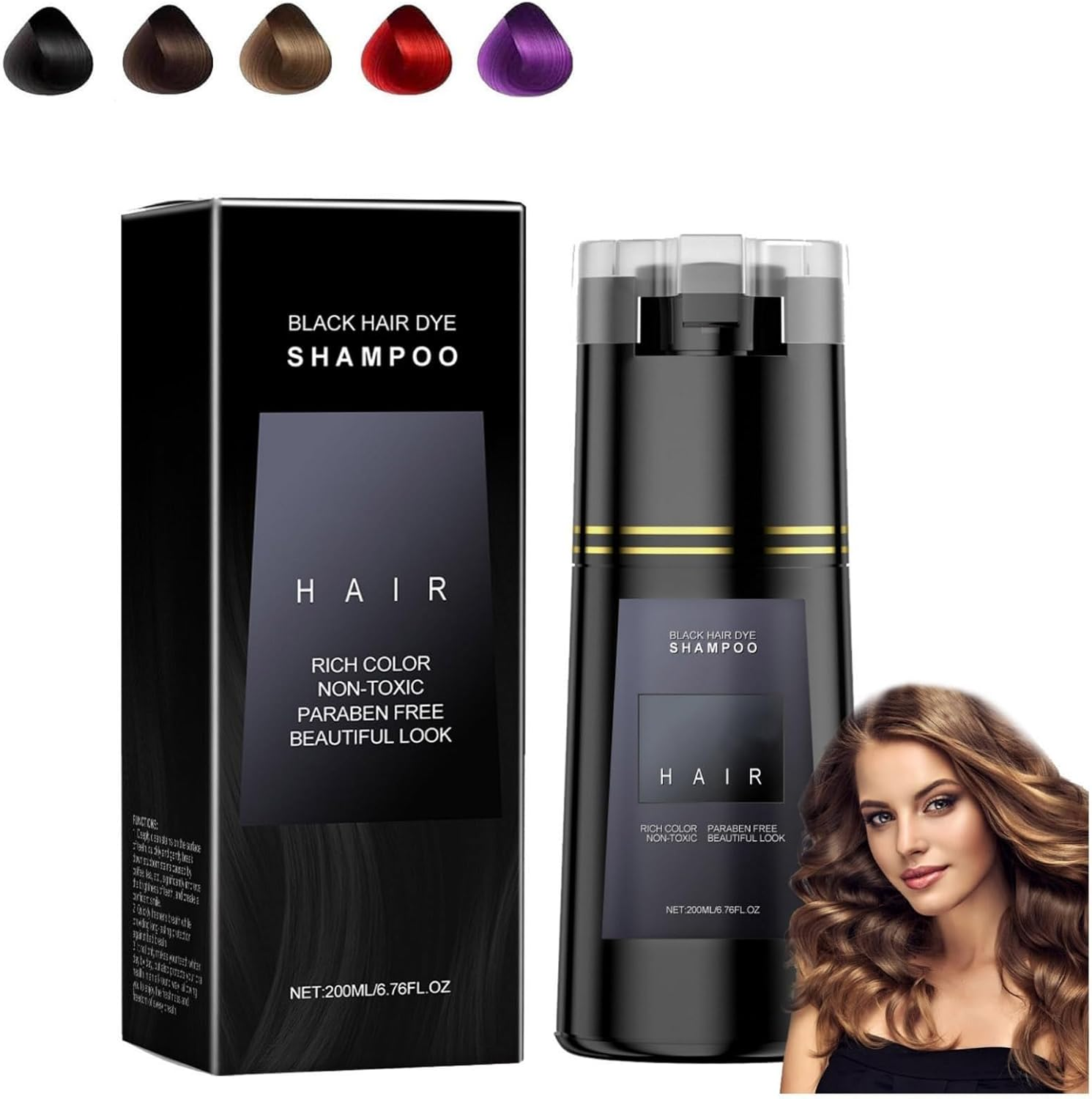 Polar-Hair Dye Shampoo, Natural Instant Dye Shampoo, Novahair Color Restoring Shampoo, Hair Color Shampoo for Gray Hair Coverage and Beard, Quick, Easy, Long Lasting, Safe (Dark Brown)