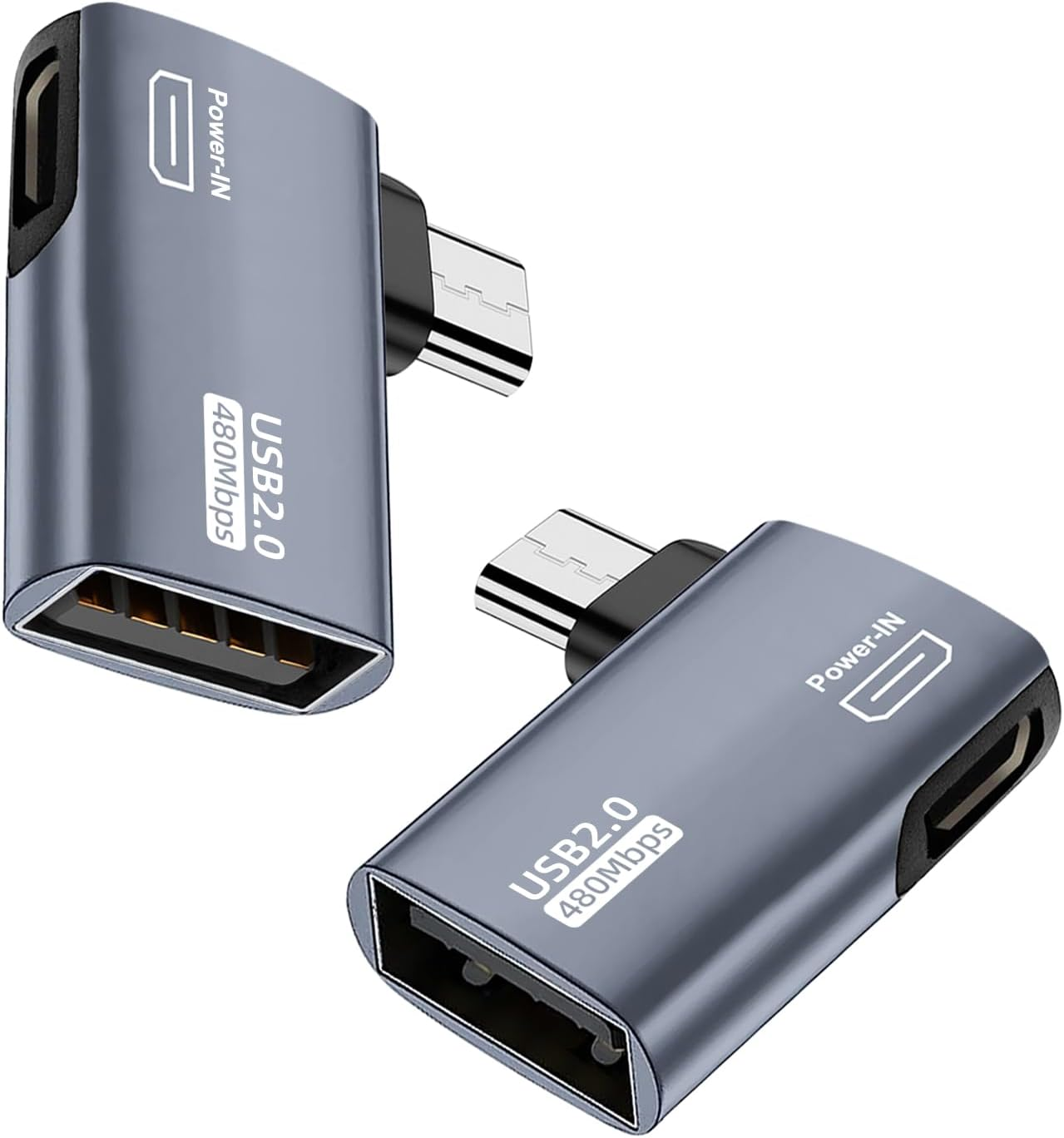 Areme 2 Pack OTG Cable Adapter for Fire TV Stick 4K, 90 Degree Left and Right Angle Powered Micro USB to USB OTG Adapter for Android Phone Tablet and More Host Devices with Micro USB (Grey) image number 5