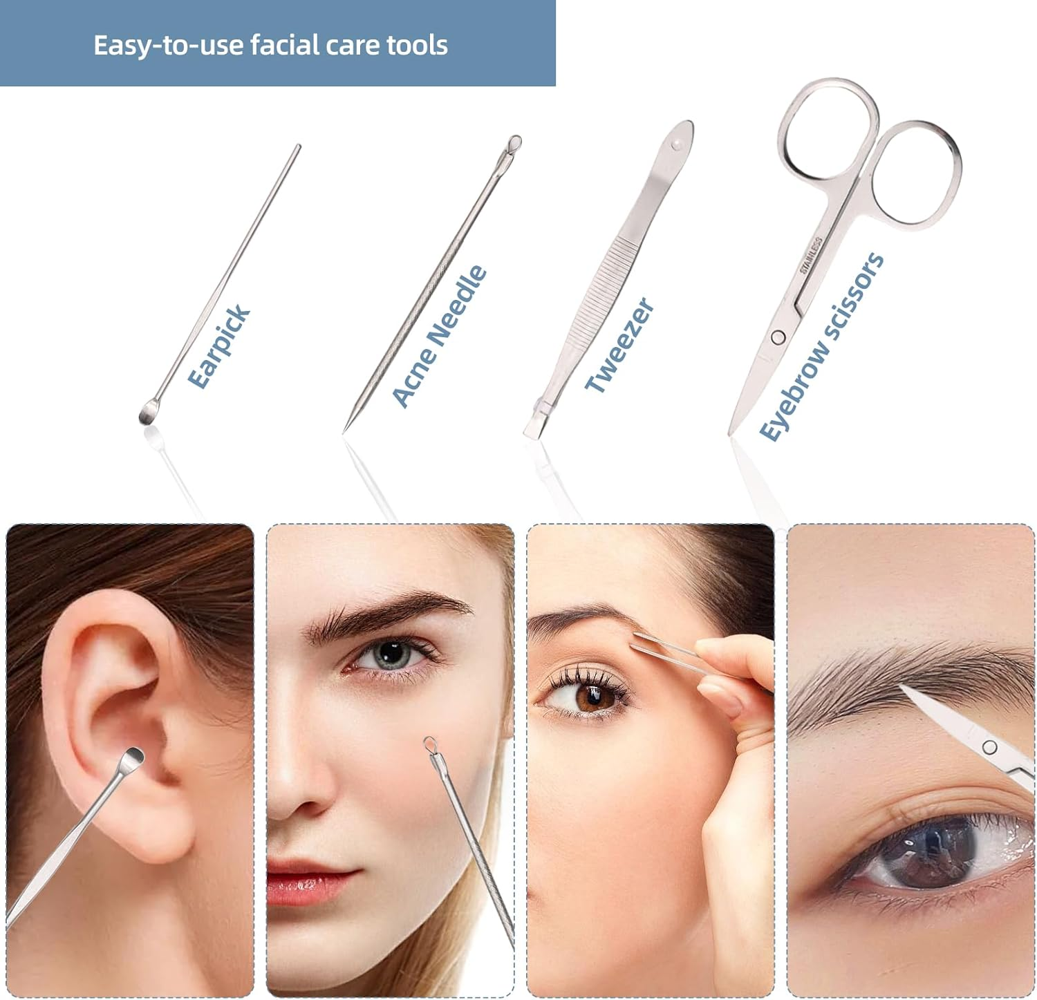 19 Pieces Manicure Set ，Nail Clippers Pedicure Kit，Stainless Steel Manicure Kit，Professional Grooming Kit，Nail Care Tools with Luxurious Travel Case (Black) image number 2