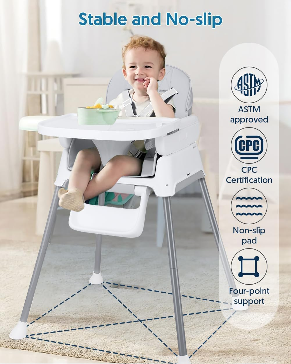 Bellababy High Chair, Adjustable Convertible 3 in 1 Baby Highchair, Booster Seat, Toddler Chair Compact/Light Weight/Portable/Easy to Clean image number 2