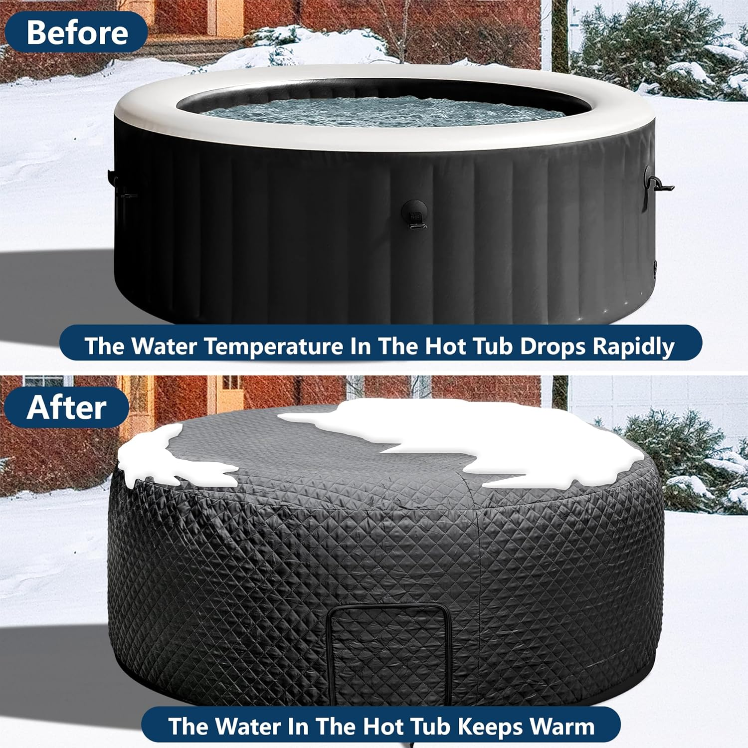 Tlswshsy 71'' X 27'' Insulated Inflatable Hot Tub Thermal Cover, Energy Efficient Hot Tub Cover with Zipper Door, Inflatable Hot Tubs Full Coverage for Keeping Warm Extra Insulation and Dustproof - 6.8 Ft image number 5