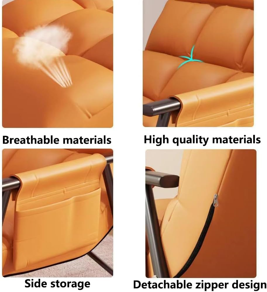 Hbluefat Modern 5 Speed Adjustable Relax Rocking Armchair - Stylish Lounge Sofa Chair for Lie, Sleep, Reading in Living Room, Bedroom, Balcony, Courtyard (Yellow)