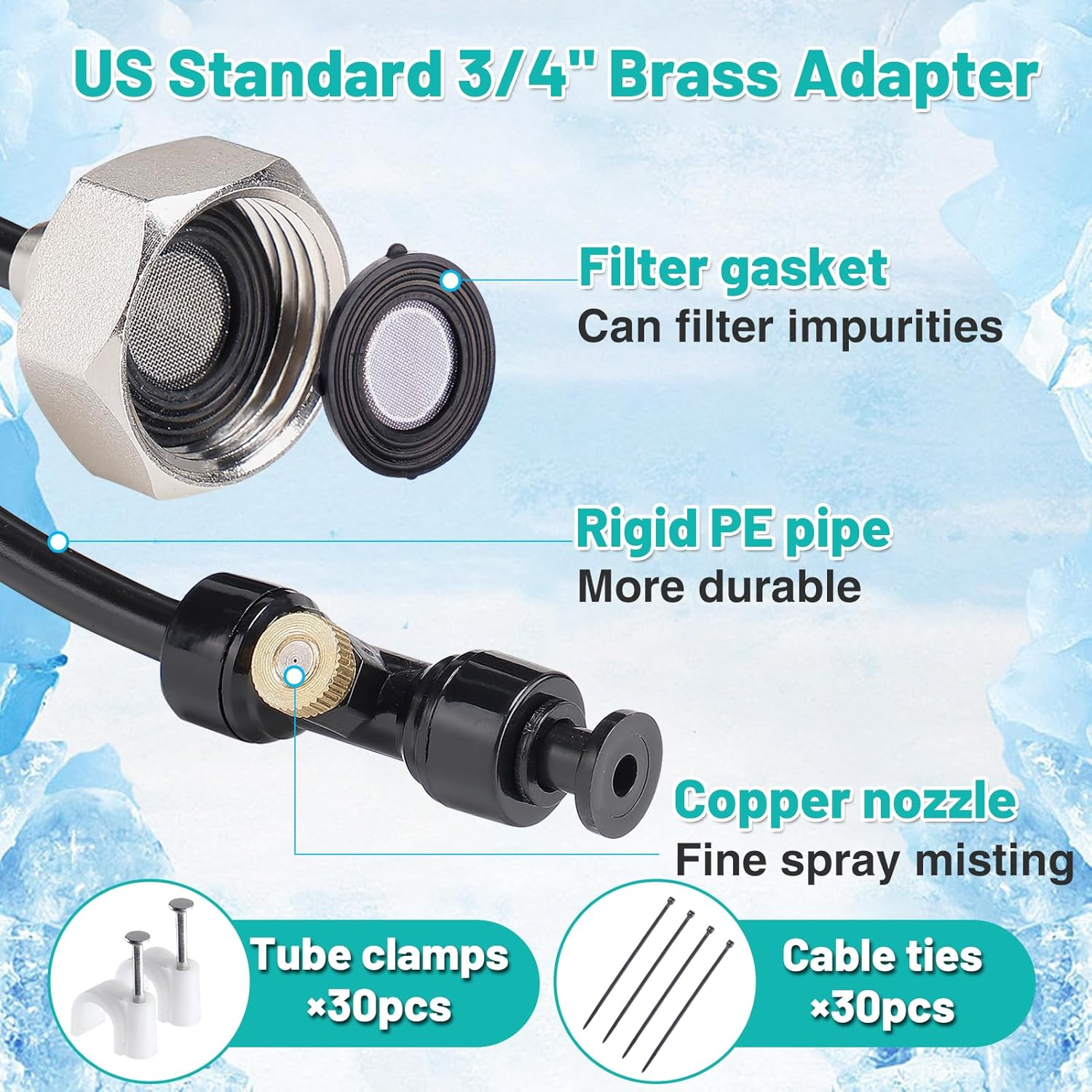 Chicken Coop Cooling System for Poultry - Pre-Installed No Leakage Misting Hose with 39.4FT Line 11 Nozzles 3/4" Adapter, Chicken Coop Accessories for Summer Heat Backyard Garden image number 6