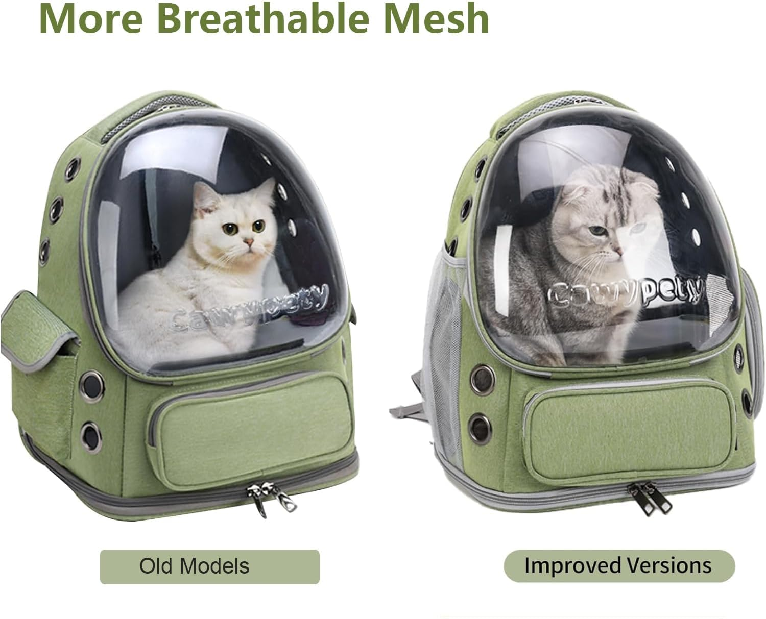 Cat Backpack Carrier, Breathable Cat Carrier Foldable Bubble Backpack for Kitty to Medium Cat Small Dog up to 15Lbs Travel Hiking Transparent Pet Carrier