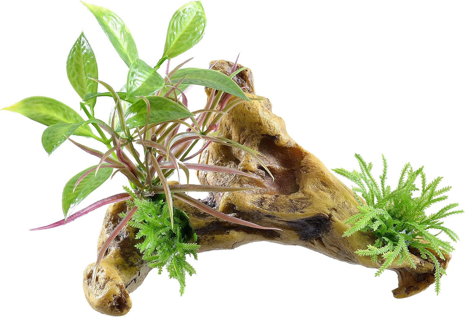 GEX Gex Healing Waterscape Driftwood with Aquatic Plants Needle Aquarium Ornament Realistic Looking Artificial Driftwood