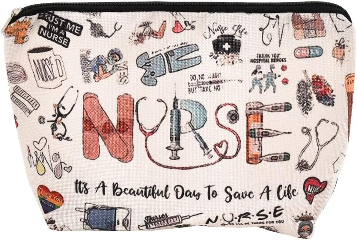 Nurse Cosmetic Bag Inspirational Graduation Gifts for Nursing Students Staff Nurses Week Birthday Appreciation Gifts for RN Nurse Coworker Friend Travel Makeup Bags image number 2