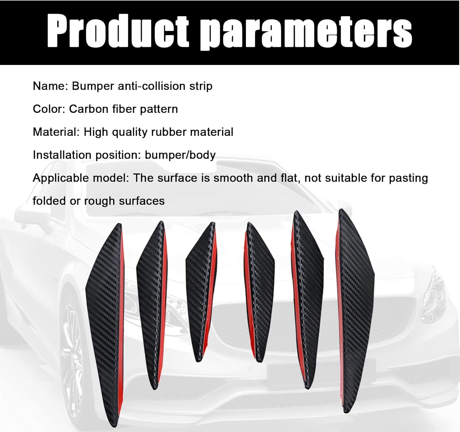 6 PCS Car Spoiler, Car Front Bumper Lip Splitter, Carbon Fiber Spoiler, Car Body Auto anti Collision Strip Decoration, Car Sticker (Carbon Fiber Black) image number 5