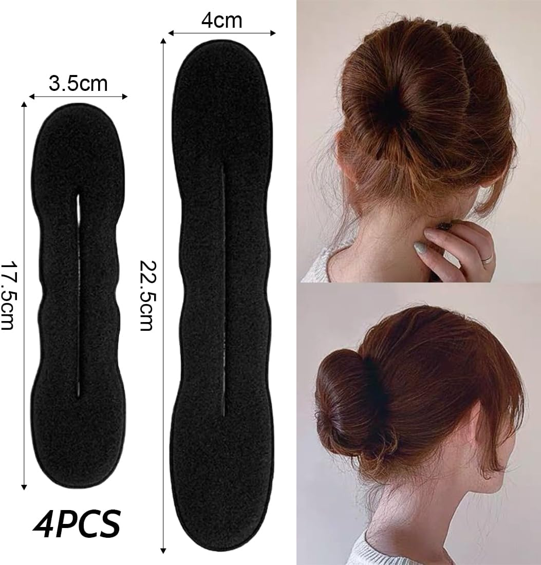 FMYODWU Pack of 4 Magic Bun, Bun Maker Upgraded Hair Clip Sponge Clip Haircut Donut Bun Curler Donut Tool, 2 Large and 2 Small, Perfect for Stylish Buns and Chignons image number 1