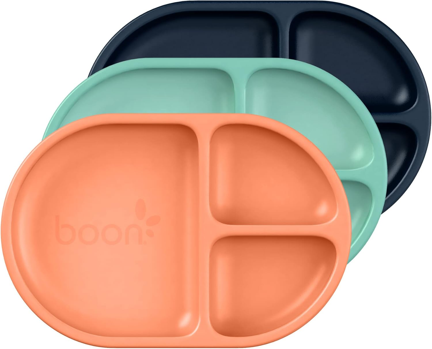 Boon Chow Silicone Divided Plate, Mint Multicolor 9.1-Inch Length X 6.2-Inch Width (Pack of 3) image number 4