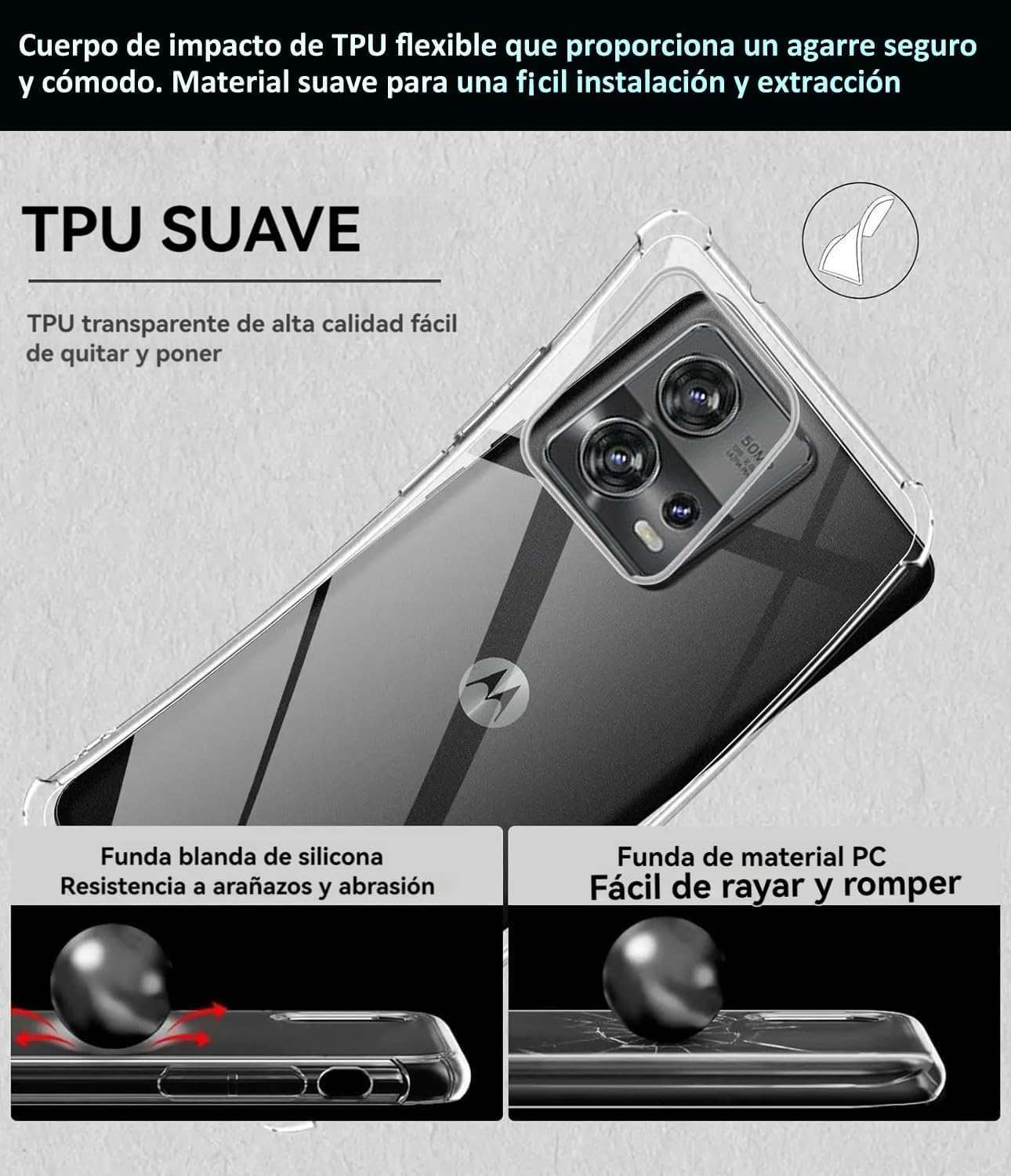 USTIYA Case for Motorola Moto Edge 30 Fusion Clear TPU Four Corners Protective Cover Transparent Soft image number 3