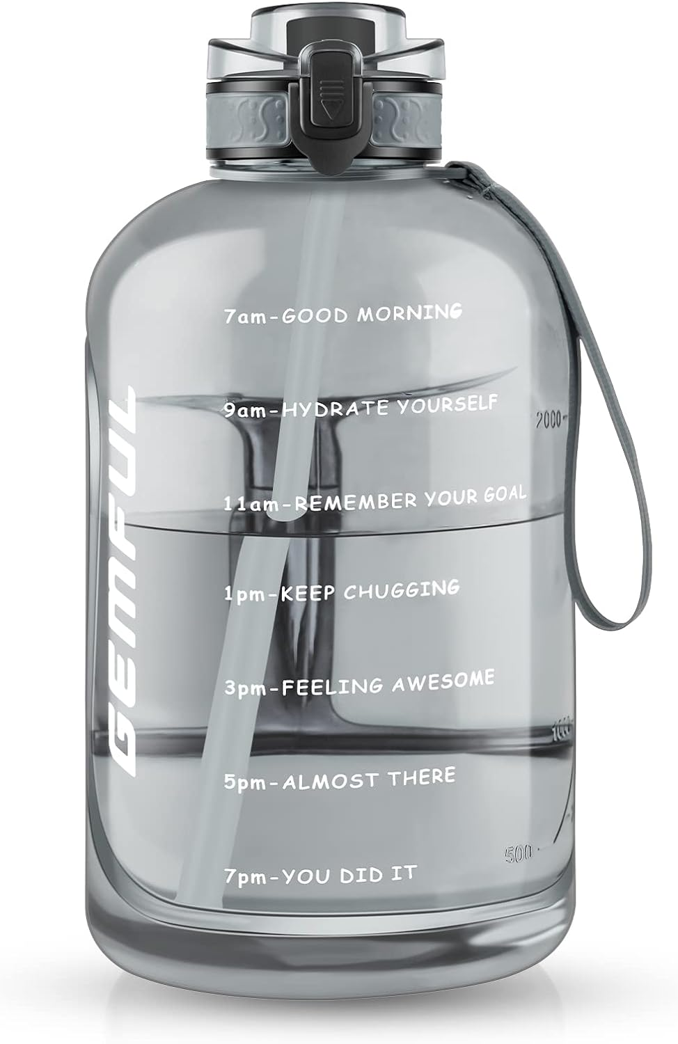 GEMFUL 3 Liter Water Bottles with Handle Motivational BPA Free Big Drinks Bottle for Fitness Sports