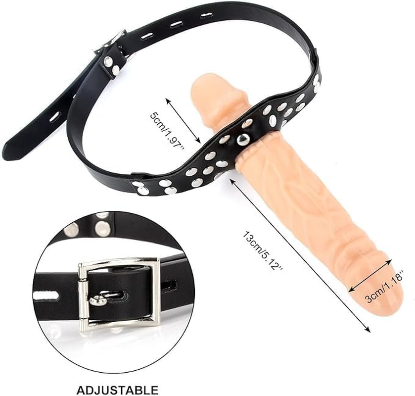 Strap on Face Cock Penis Mouth Gag Dildo Adjustable Leather Face Strap on Gags Muzzles BDSM Adult Sex Toys image number 3