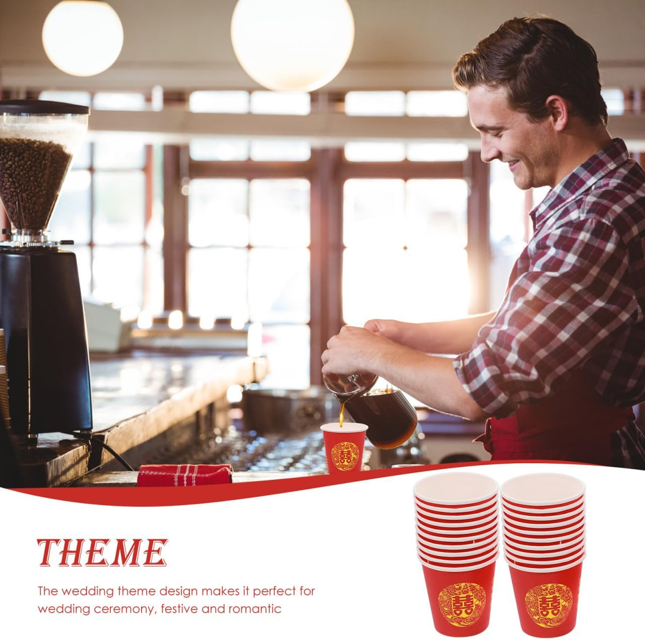 Baluue 100Pcs Chinese Style Paper Cups for Weddings Double Lightweight and Beverage Cups for Party Tea Ceremony and Outdoor Events image number 4