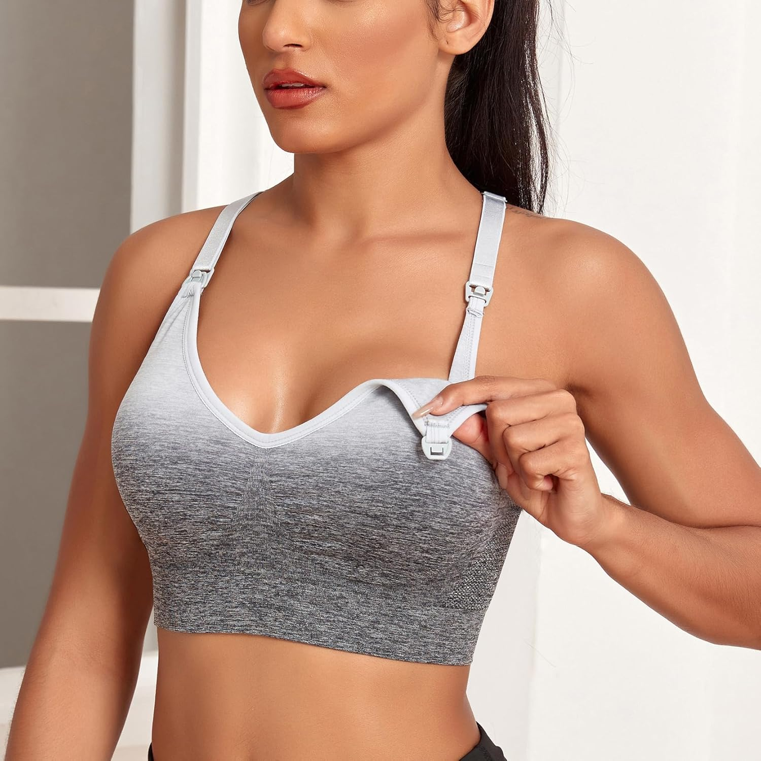 Suekaphin 3 Pack Sports Nursing Bra Full Cup for Breastfeeding,Maternity Sleeping Wirefree Nursing Bra image number 3