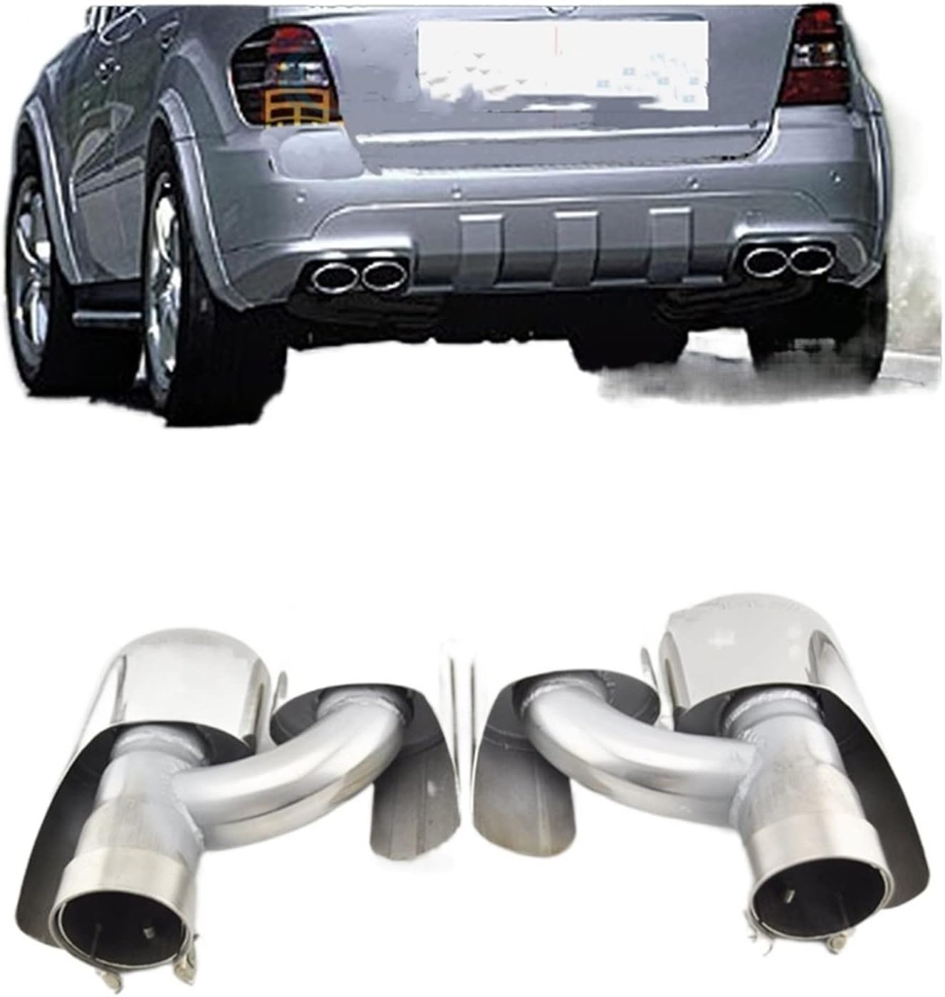 Muffler Rear Exhaust Muffler End Tip Pipe Air Outlet Vent Duct Exhause Body Kit Tailpipe Compatible with Mercedes Benz W164 2010-2013 ML Series Car image number 4