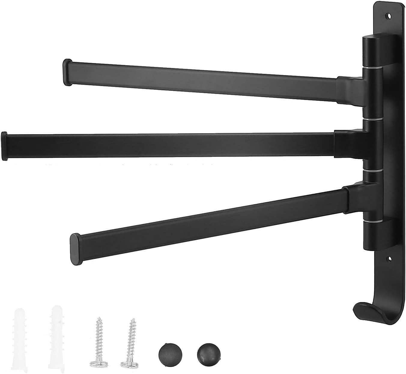 Fttowel Bar 12.6 3 -Arm Towel Holder Wallmounted,Premium Space Aluminum, Matte Black, Shelf image number 3