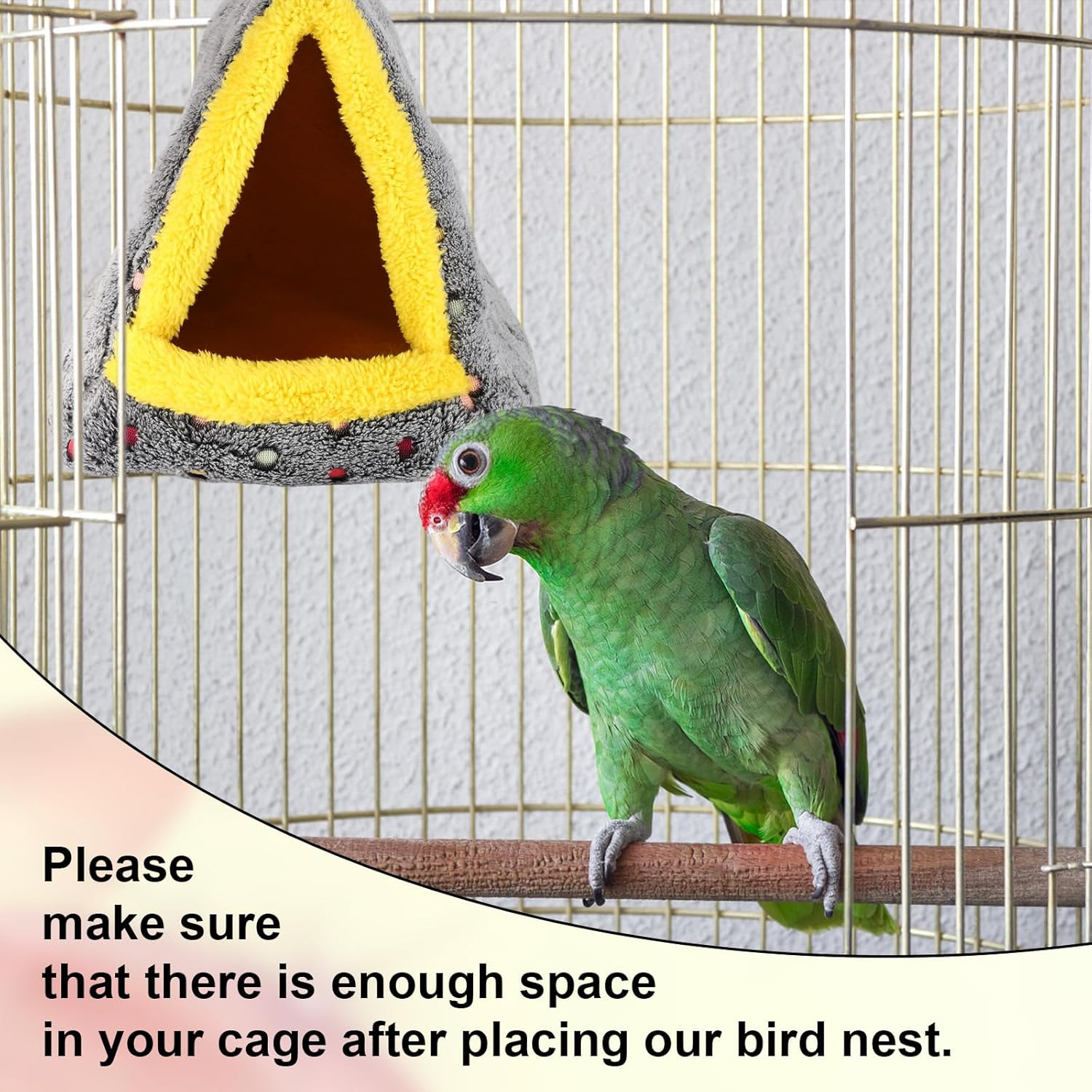 Warm Bird Nest House, Cozy Bird Hanging Hammock with 2 Carabiner Plush Pet Cave Hammock Cage for Cockatiel Parakeet Lovebird Conure image number 4