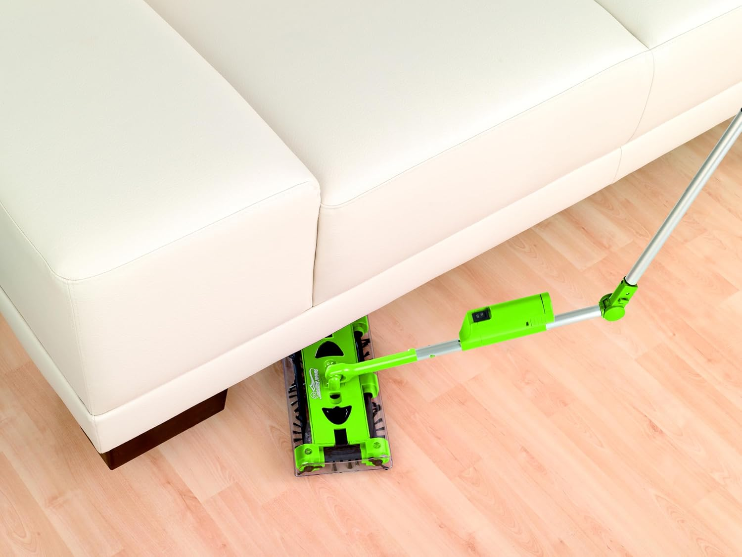Swivel Sweeper Cordless Broom - Easy Crumb Pickup - Wireless, Bagless & Rechargeable - Floor Brush with Back-Friendly Articulated Joint and 360&deg; Rotation - Maximum Flexibility - Effortless Cleaning - Lime Green image number 3