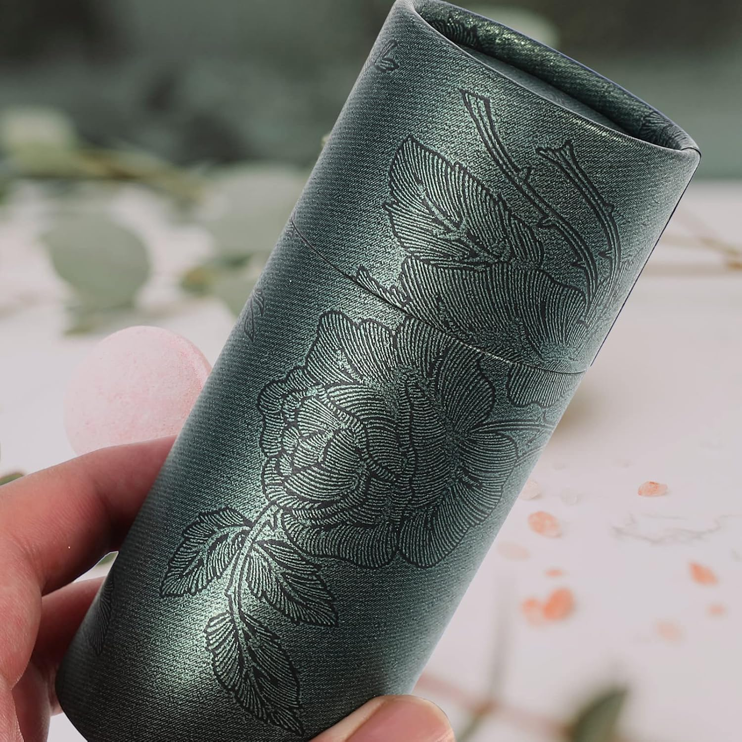 Sewroro 20Pcs Kraft Paper Essential Oil Bottle Cylinder Storage Boxes Green 30Ml Paper Tube Packaging for Wrapping and Tea Incense Storage image number 1