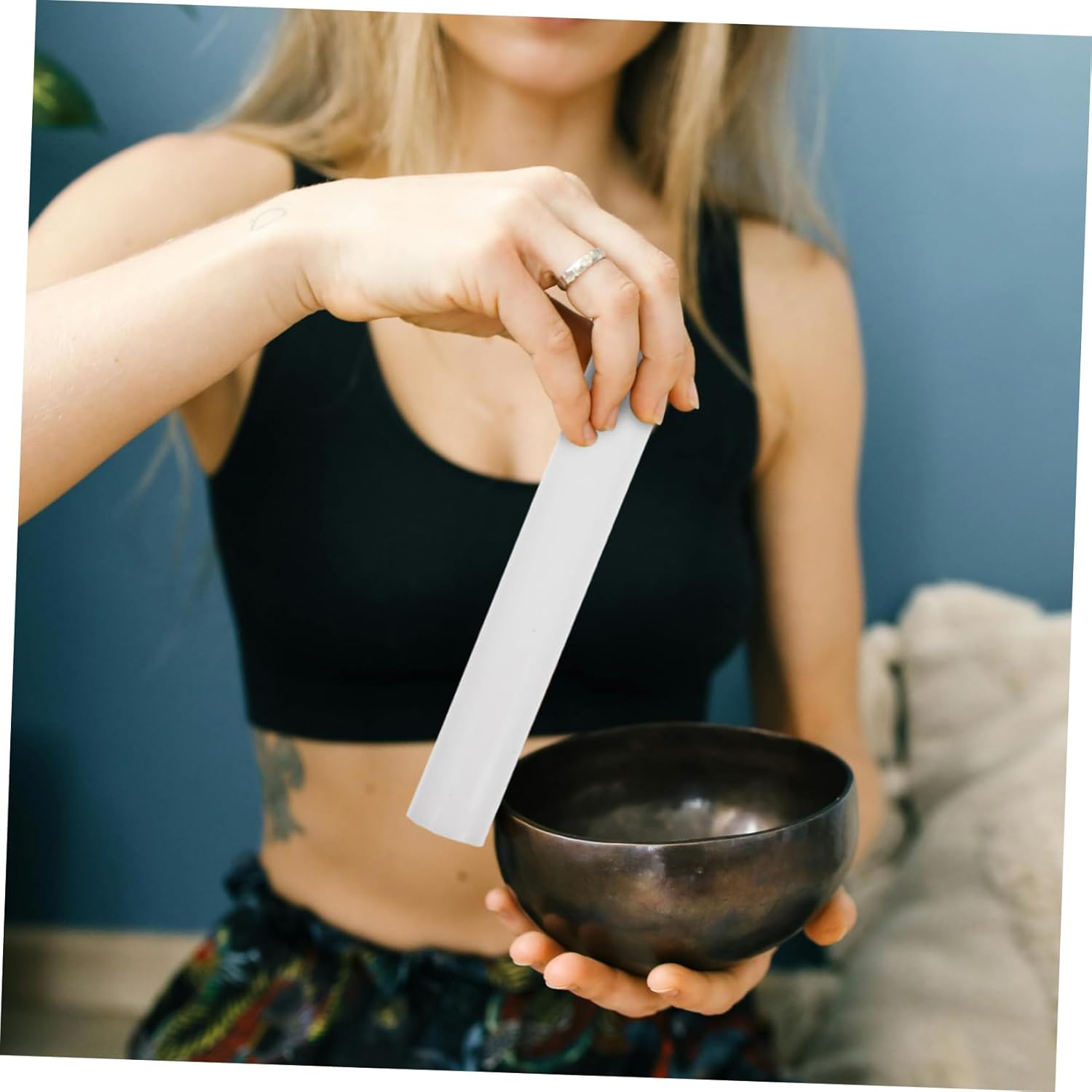 Totority Silicone 2Pcs Crystal Bowl Acrylic Singing Bowl Striker Acrylic Knocking Stick Sound Bar Healing Bowl Mallet Sound Bowl Accessory Singing Bowl Mallets Singing Bowl Parts Component