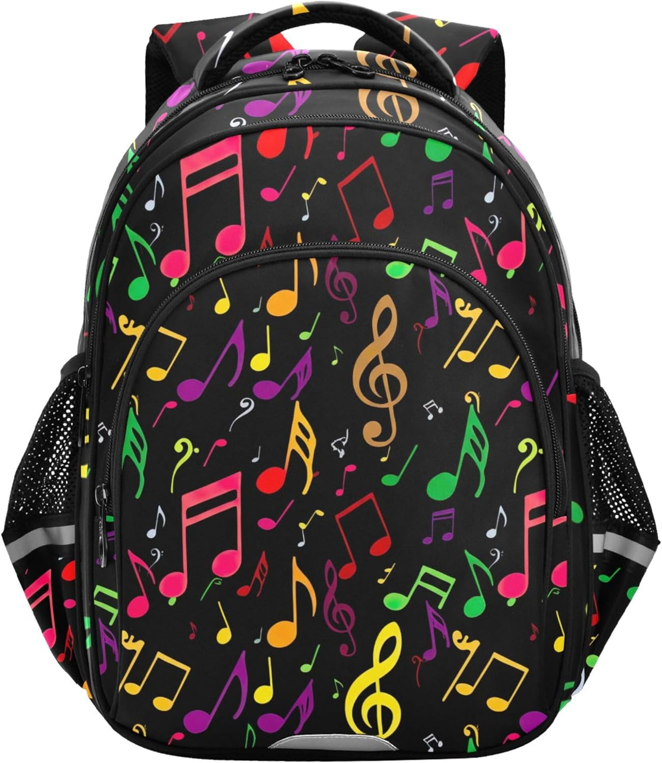 Joisal Backpacks Colorful Music Notes Symbols Black Kids Backpacks Daypack School Supplies Preschool Book Bag Colorful image number 4