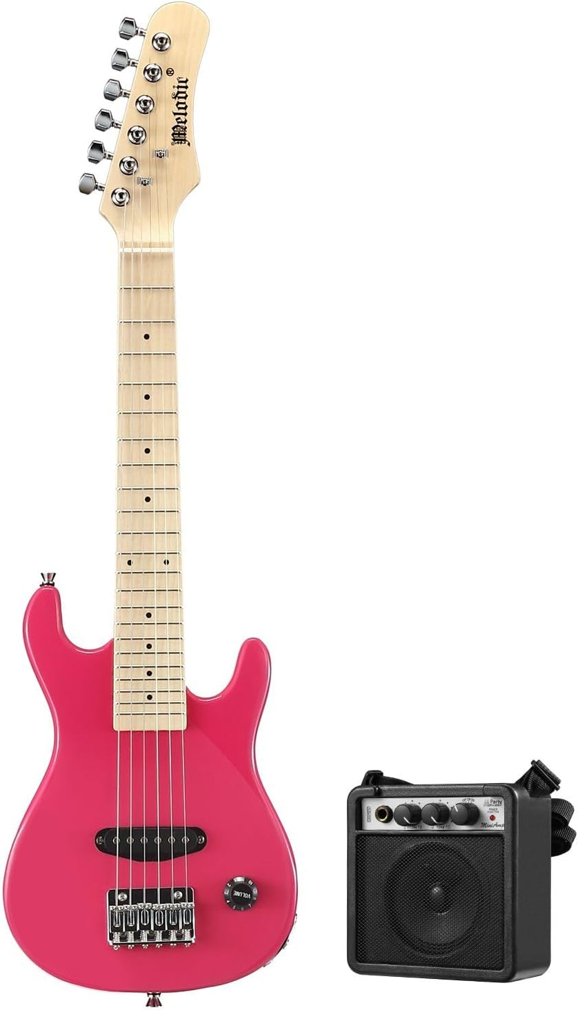Melodic 30 Inch Guitar Children Kids Electric Guitar Musical Instrument W/ 5W Amp Picks Gig Bag Pink image number 5