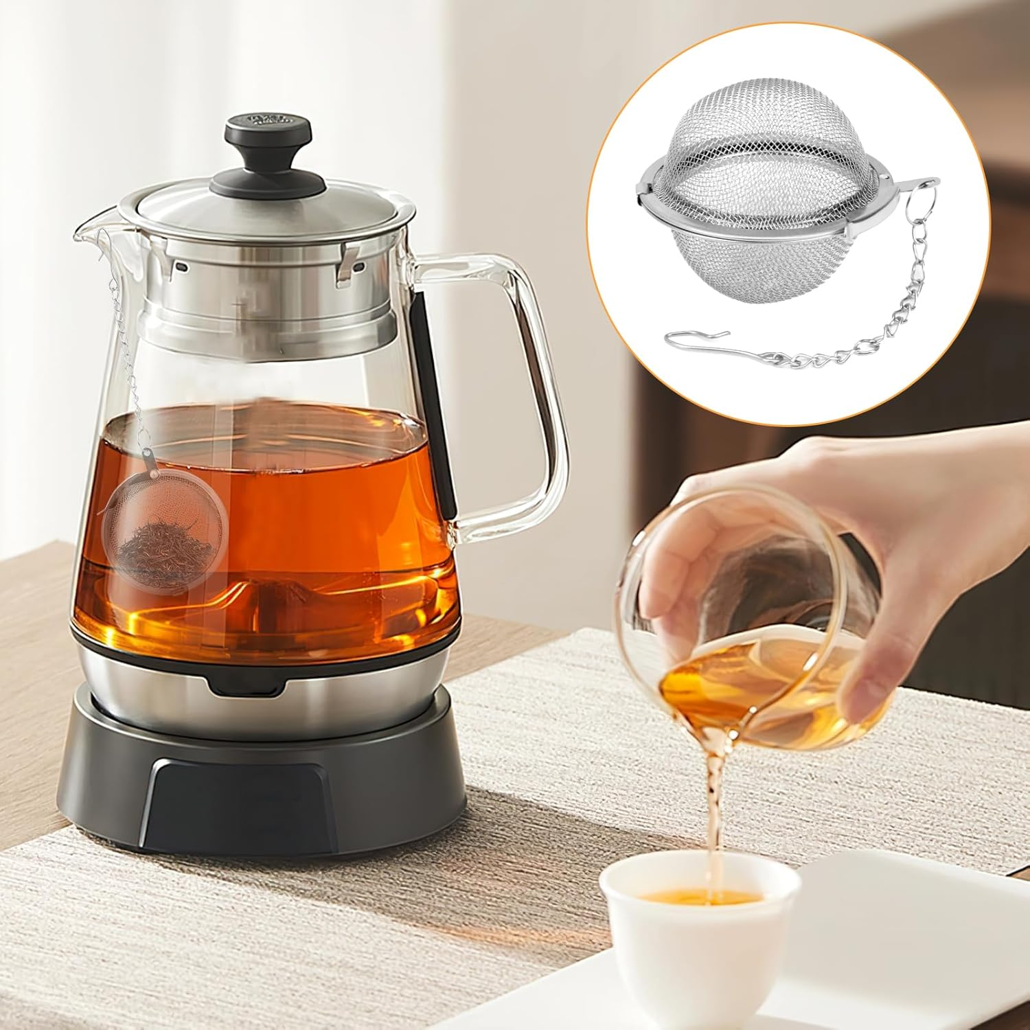 2 Pcs Stainless Steel Mesh Tea Balls, 4.5Cm & 5.5Cm Fine Mesh Tea Ball Infusers for Loose Leaf Tea, Herbs & Spices - Reusable, Durable & Dishwasher Safe (Silver) image number 1