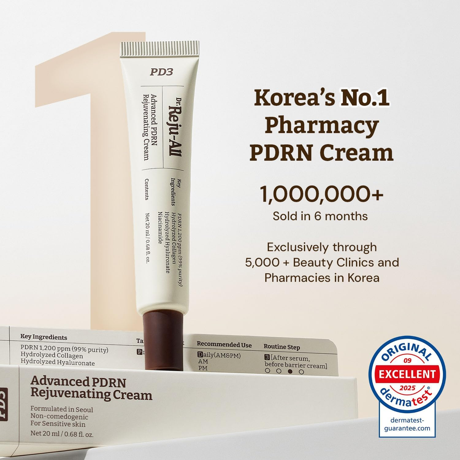 Dr. Reju-All Advanced PDRN Rejuvenating Cream - 99% Pure Salmon DNA PDRN Face Moisturizer - Korean Skin Care Face Cream - 20Ml image number 5