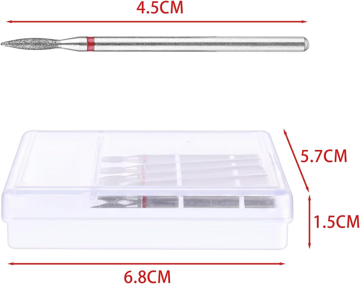 6Pcs Cuticle Drill Bit, Diamond Nail Drill Bits Set with Case, Professional Manicure Tools 3/32" Flame Cuticle Clean Nail Carbide Bits for Home Salon image number 3