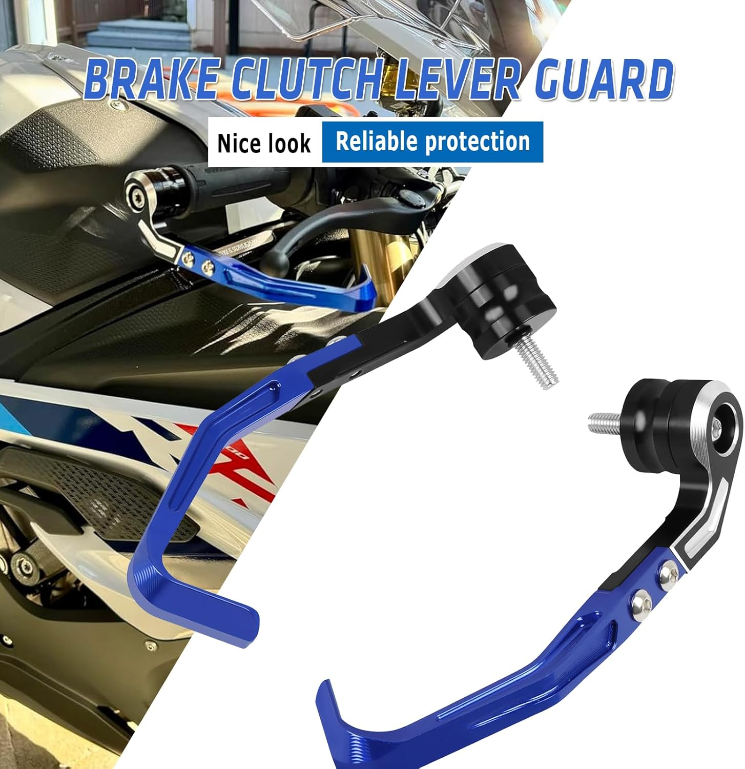 Compatible with M1000RR S1000RR 2019-2025 Brake Clutch Lever Guard CNC Aluminum Motorcycle Handlebar Levers Protector Accessories(Blue) - Blue image number 4