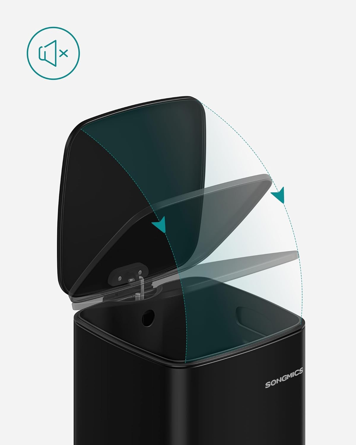 SONGMICS Kitchen Trash Can 30 Litre Trash Bin Pedal Bin Steel with Inner Bucket Soft Close Hold Function Ink Black LTB593B02 image number 5