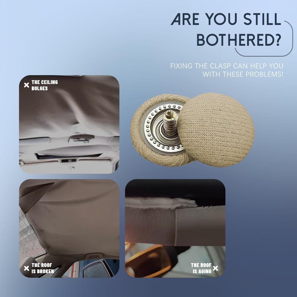 Car Roof Headliner Repair Kit, Headliner Pins, Auto Interior Ceiling Fabric Fixing Buckles with Installation Tool, Car Interior Accessories Automotive Roof Clips Universal for Most Cars image number 6