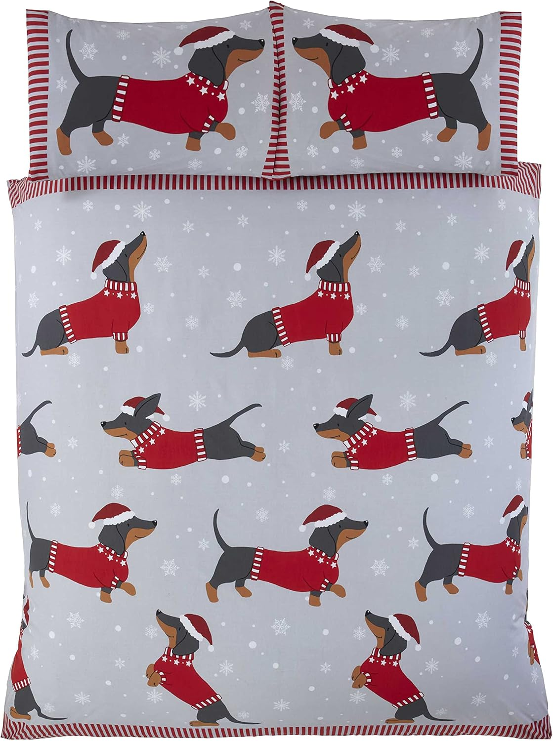 Rapport Home Dachshund Duvet Cover Set, Polycotton, Red, Single image number 2
