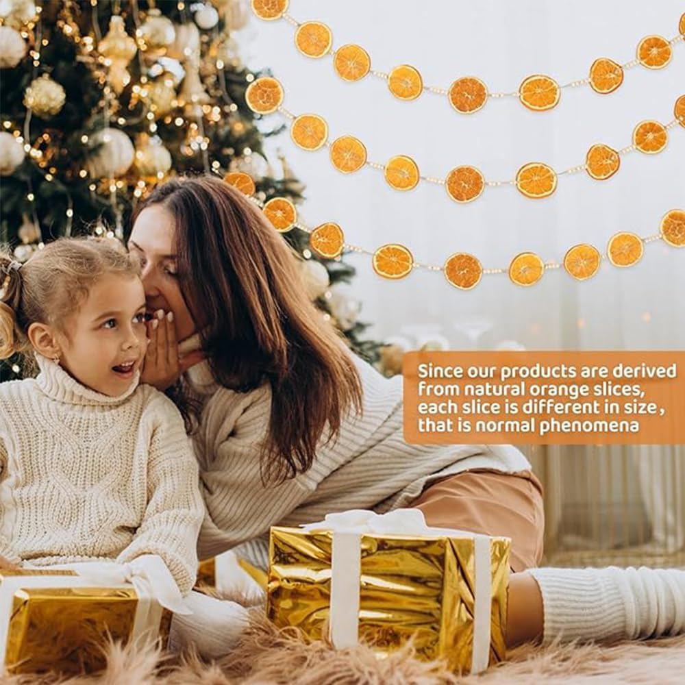 10 Ft Dried Orange Slice Christmas Garland - Realistic Farmhouse Christmas Decor for Xmas Tree Holiday Wedding Fireplace Mantle Indoor Decor image number 4