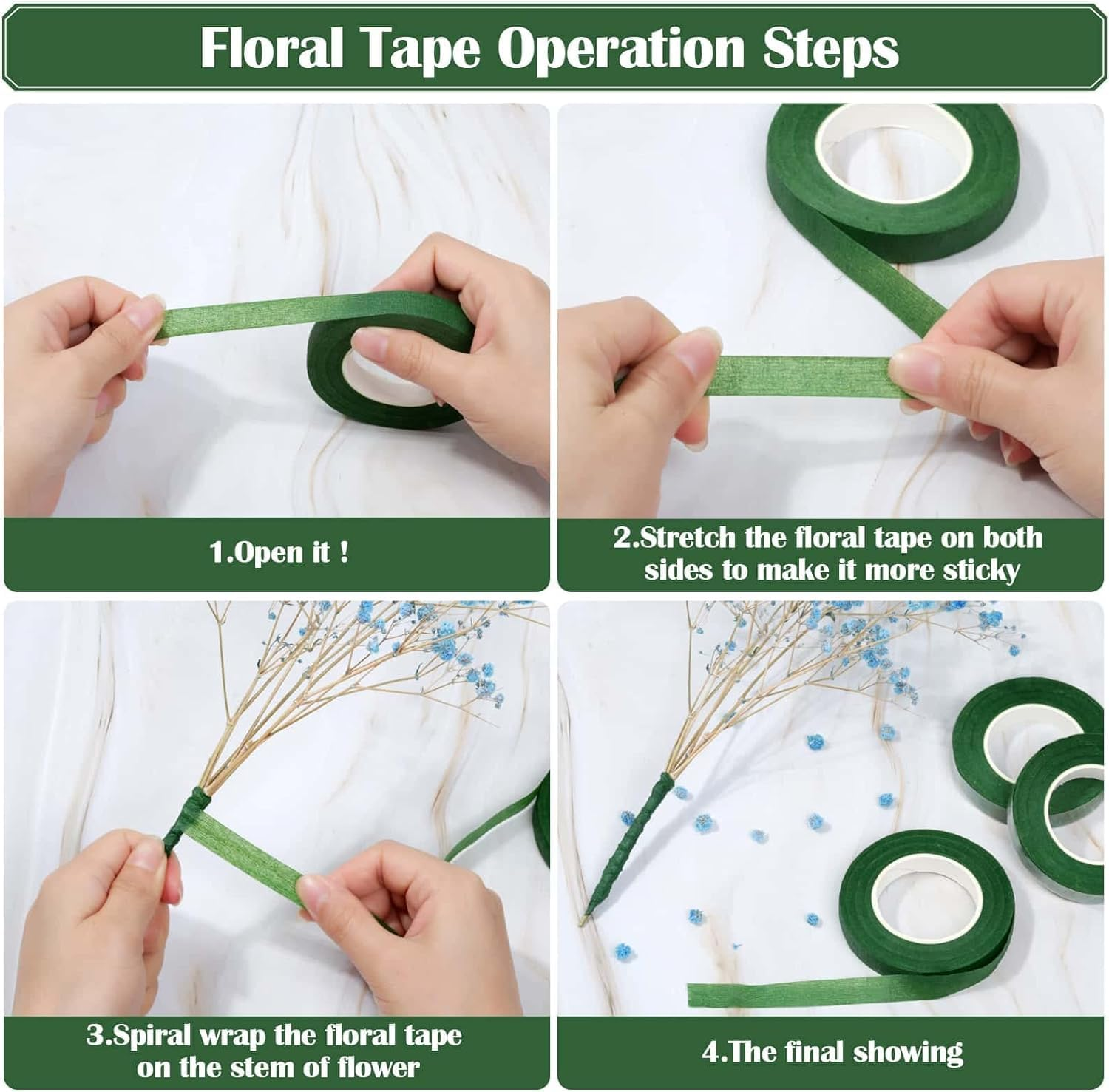 Floral Tape and Floral Wire Arrangement Tools Kit with Wire Cutter 26 Gauge Stem Wire and 22 Gauge Paddle Wire for Bouquet Stem Wrap Florist image number 3