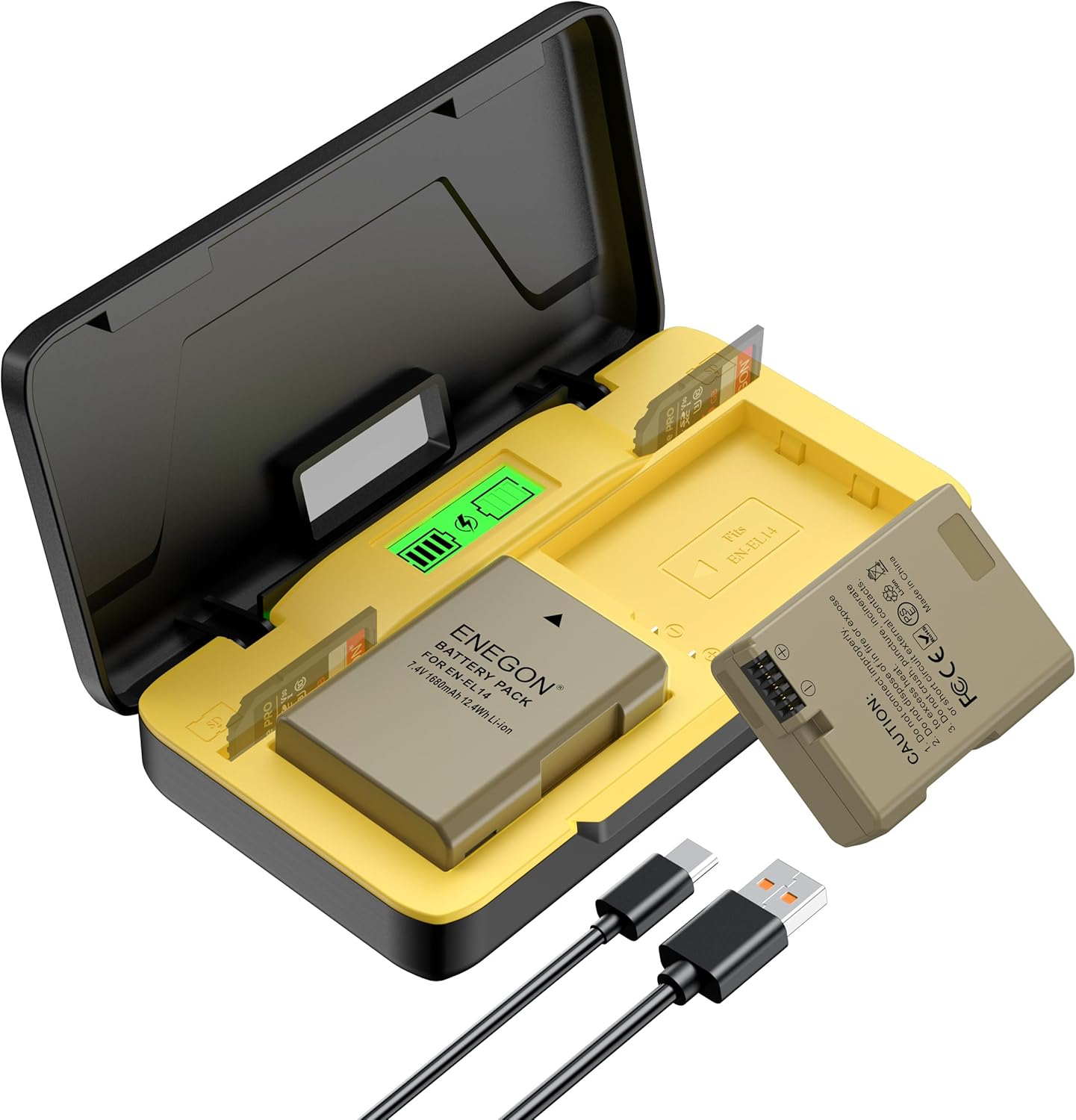 ENEGON EN-EL14 20W Dual Battery Storage Fast Charger Set (2X 1680Mah) Compatible with Nikon D3100, D3200, D3300, D3400, D3500, D5100, D5200, D5300, D5500, D5600, LCD Display image number 6