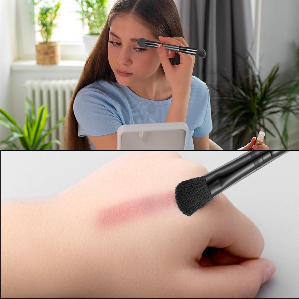 Lymizhuo 2Pcs Dual Ended Hairline Brushes &ndash; Soft Bristles & Sponge Tip for Seamless Hair Root Concealer, Boldify Hairline Powder, Contour & Touch up &ndash; Travel-Friendly Makeup Brushes Set image number 6